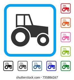 Wheeled Tractor icon. Flat gray iconic symbol in a light blue rounded square. Black, gray, green, blue, red, orange color variants of Wheeled Tractor vector. Designed for web and app interfaces.