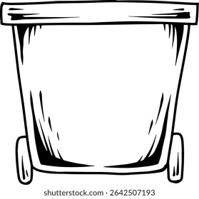 Wheeled Trash Bin Line Art