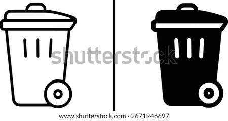 Wheeled Trash Can Vector Icon

