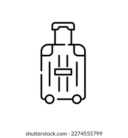 Wheeler cabbing luggage. Travel packing icon. Pixel perfect, editable stroke