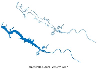 Wheeler Lake (United States of America, Alabama) map vector illustration, scribble sketch Reservoir Wheeler Dam map
