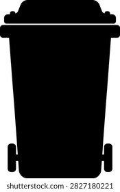 Wheelie bin icon in bold solid silhouette style