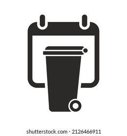 Wheelie bin icon. Rubbish collection day. Vector icon isolated on white background. 