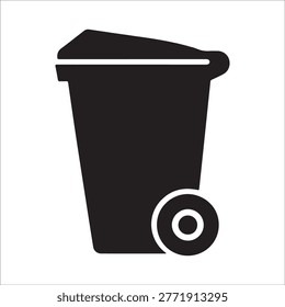 Wheelie Bin Icon - Trash Can and Garbage Container Silhouette for Waste Management and Recycling Concept Vector Illustration
