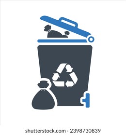 Wheelie bin icon. Vector and glyph