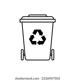 Wheelie bin outline icon. Waste clipart isolated on white background