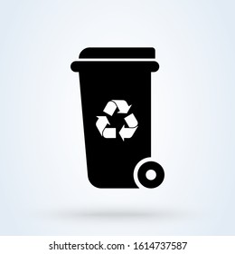 Wheelie bin recycle Simple vector modern icon design illustration.