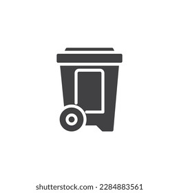 Wheelie bin vector icon. filled flat sign for mobile concept and web design. Trash bin glyph icon. Symbol, logo illustration. Vector graphics