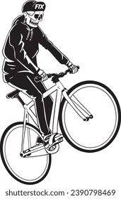 wheelie skeleton very suitable for posters or other needs