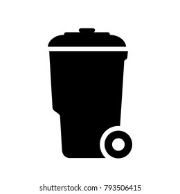 Wheelie trash can vector symbol illustration isolated on white background