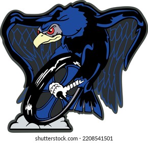 Wheeling Eagle Bird - Vector Illustration