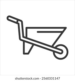 Wheellbarrow Outline Icon Vector Illustration