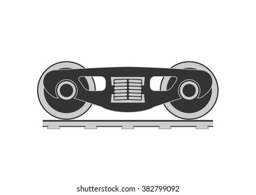 Wheels and bogie silhouette. Vector illustration.