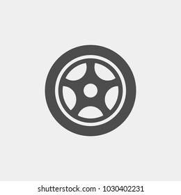 Wheels Car Flat Vector Icon. Tire Flat Vector Icon