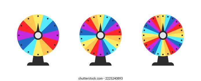 Wheels of Fortune. Colorful wheel of fortune. Casino spinning fortune wheel. Vector illustration