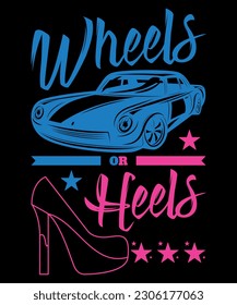 Wheels Or Heels, Gender Reveal Shirts, Shirt Print Template SVG svg