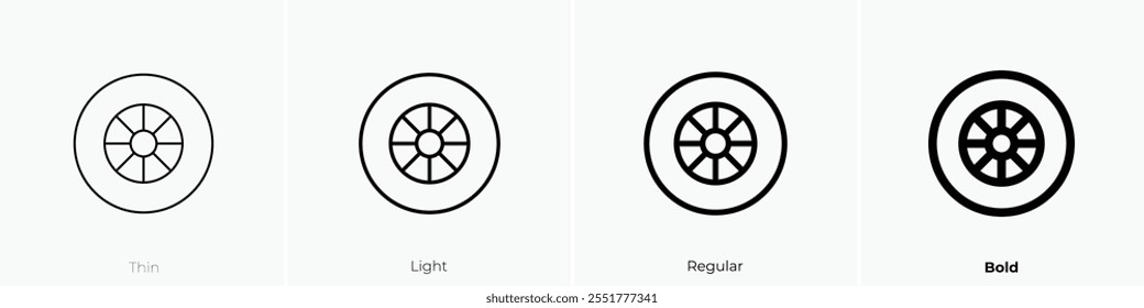 wheels icon. Thin, Light Regular And Bold style design isolated on white background