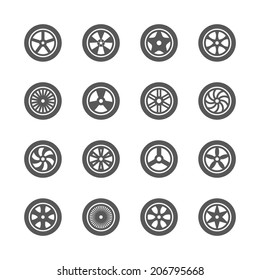 Wheels Icons Set.