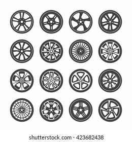 Wheels icons set