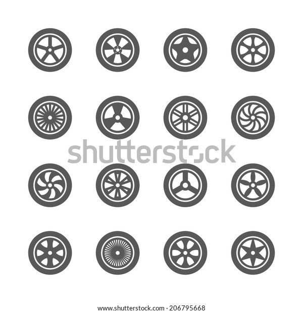 Wheels Icons Set Stock Vector (Royalty Free) 206795668