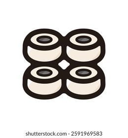 Wheels illustration icon.Simple vector outline, clipart for graphic design.