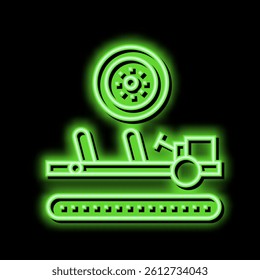 wheels installing car neon light sign vector. wheels installing car illustration