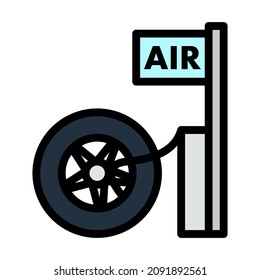 Wheels Pump Station Icon. Editable Bold Outline With Color Fill Design. Vector Illustration.