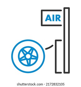 Wheels Pump Station Icon. Editable Bold Outline With Color Fill Design. Vector Illustration.