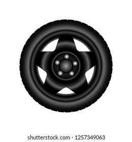 Wheels. Tire on black discs. Vector image on white background. Perfect for use in advertising.