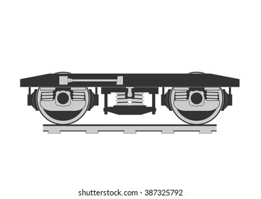 Wheelset of a railroad car silhouette. Vector illustration.