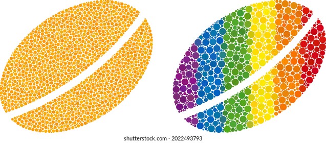 Wheet seed composition icon of spheric dots in variable sizes and rainbow colored color tones. A dotted LGBT-colored wheet seed for lesbians, gays, bisexuals, and transgenders.