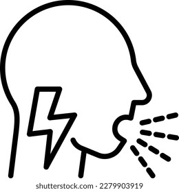 Wheezing thin line icon. Asthma symptom. Modern vector illustration.