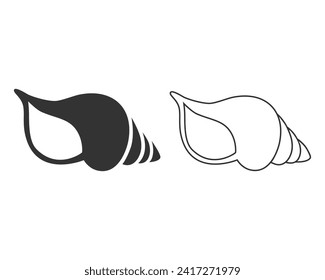 Whelk sea snail seafood flat vector line icon set for wildlife apps and websites