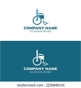 Whellchair and repair logo design