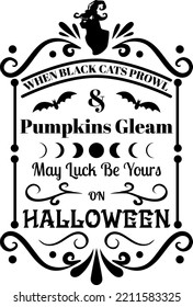 Cuando los gatos negros provocan el vector - Tema mágico de Halloween