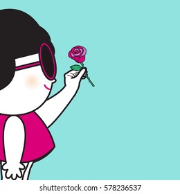When Boys Give You Flowers Concept Card Character Paper Note illustration