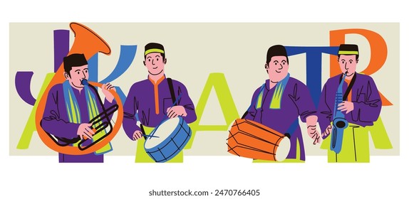 When celebrating Jakarta's birthday, there is usually traditional musical entertainment called Tanjidor, some of the musical instruments they play are trumpets, drums and cymbals.