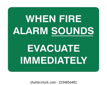 Cuando Suena La Alarma De Incendio - Evacuar Inmediatamente - Señales De Seguridad - Señales De Información De Emergencia - Seguridad De Alarma, Señales De Protección.