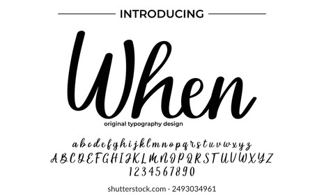 When Font Stylish brush painted an uppercase vector letters, alphabet, typeface