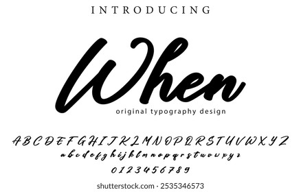 Wenn Font Stylish Pinsel gemalt eine Großbuchstabe, Vektorbuchstaben, Alphabet, Schriftart
