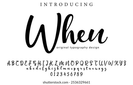 When Font Stylish brush painted an uppercase vector letters, alphabet, typeface