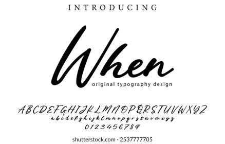 When Font Stylish brush painted an uppercase vector letters, alphabet, typeface
