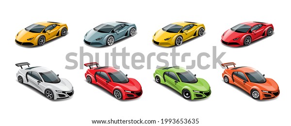 When game start player can select racing car in\
game library and tune up performance of racing car. Vector\
illustration in 3d style\
design