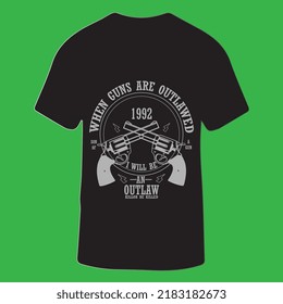 CUANDO LAS ARMAS SON TEXTO EXTERIOR PARA LA CAMISA EN T, ILUSTRACIÓN DE VECTOR.