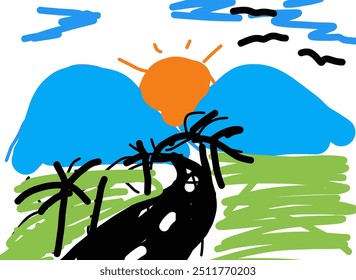 quando o jardim de infância indonésio desenhou pela primeira vez