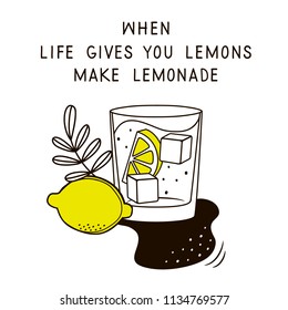 When life gives you lemons make lemonade. Motivational quote. 