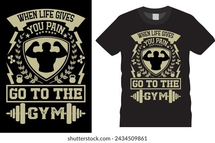 cuando la vida te dé dolor, ve al gimnasio. Gimnasio Tipografía colorido vector diseño de la camiseta. San Patricio
Diseño de camiseta listo para el póster de vacaciones, impresión, vaina, fondo.



