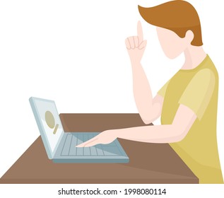 When the person working at the laptop at the desk came up with an idea 