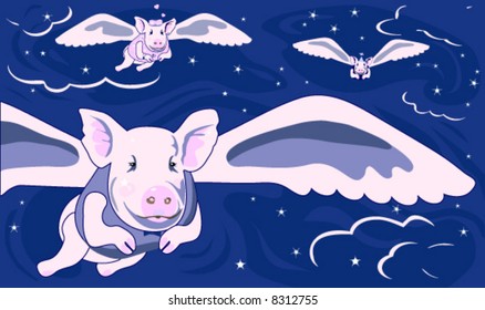 When Pigs Fly is original artwork with a lot to say!  AI-EPS8 format