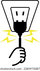 When the power plug is pulled out from the outlet, the power cord is pulled, breaking the wire and causing sparks to fly